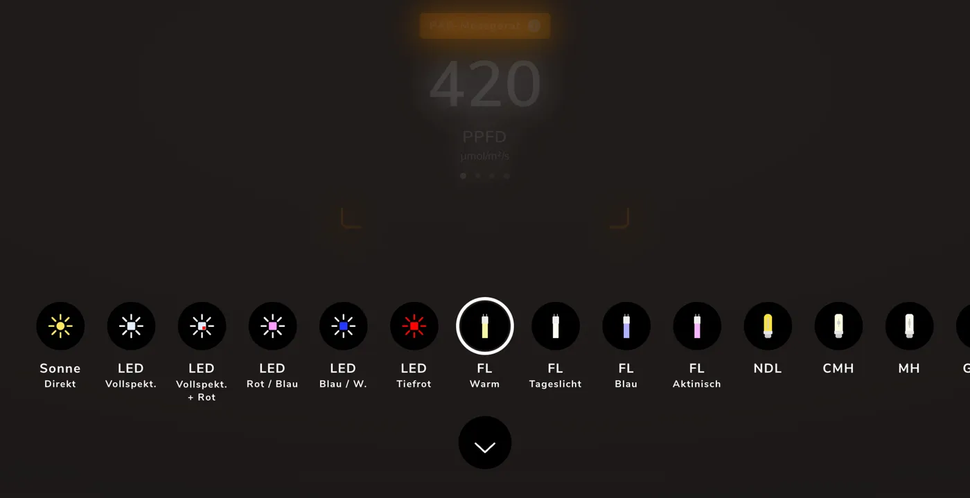 Die richtige Lichtquelle einstellen